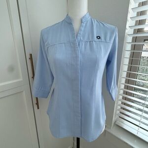 Light Blue Women's Button Down Shirt with Chase Bank Logo